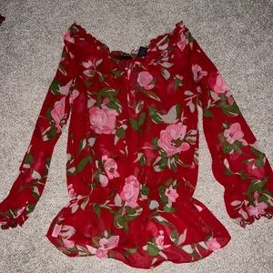 Beautiful red and pink floral blouse